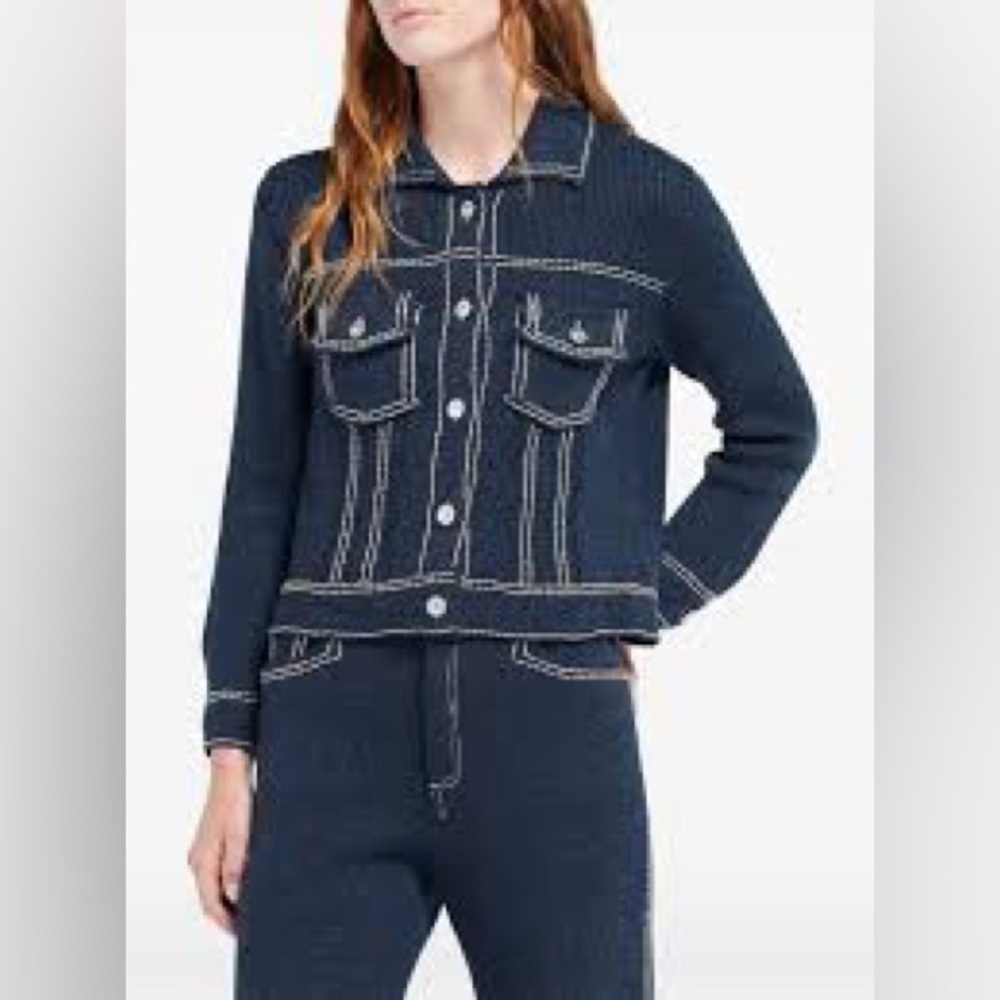 Barrie Navy Cashmere and Cotton Blend Sweater/Jacket Sz-S